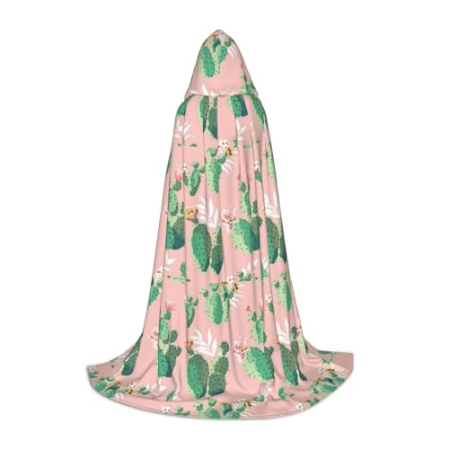 Unkhtt Kapuzenumhang mit tropischem Kaktus-Druck, für Herren, Damen, Teenager, Kinder, für Karneval, Kostümpartys, Halloween, Cosplay von Unkhtt