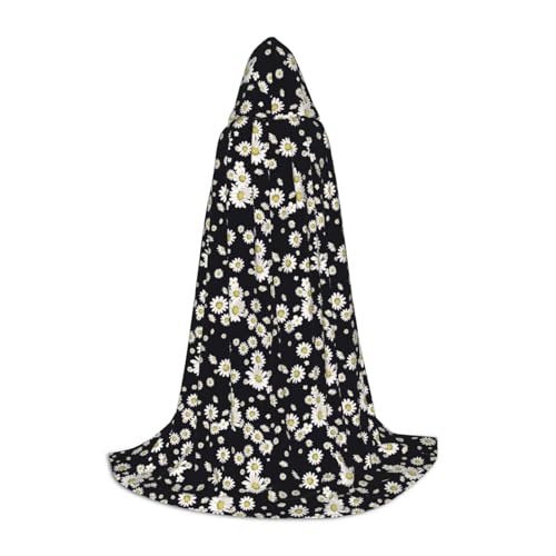 Unkhtt Kapuzenumhang mit weißem Gänseblümchen-Druck, für Herren, Damen, Teenager, Kinder, für Karneval, Kostümpartys, Halloween, Cosplay Unkhtt Kapuzenumhang mit weißem Gänseblümchen-Druck, für Herren, Damen, Teenager, Kinder, für Karneval, Kostümpartys, Halloween, Cosplay von Unkhtt