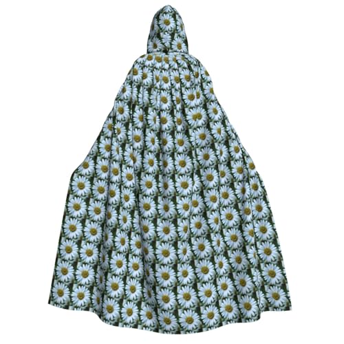 Unkhtt Kapuzenumhang mit weißem Gänseblümchen-Druck, für Herren, Damen, Teenager, Kinder, für Karneval, Kostümpartys, Halloween, Cosplay von Unkhtt