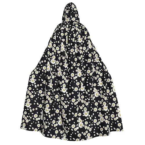 Unkhtt Kapuzenumhang mit weißem Gänseblümchen-Druck, für Herren, Damen, Teenager, Kinder, für Karneval, Kostümpartys, Halloween, Cosplay von Unkhtt