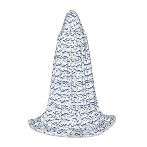 Unkhtt Kleiner blauer Wal-Umhang mit Kapuze, für Herren, Damen, Teenager, Kinder, für Karneval, Kostümpartys, Halloween, Cosplay von Unkhtt