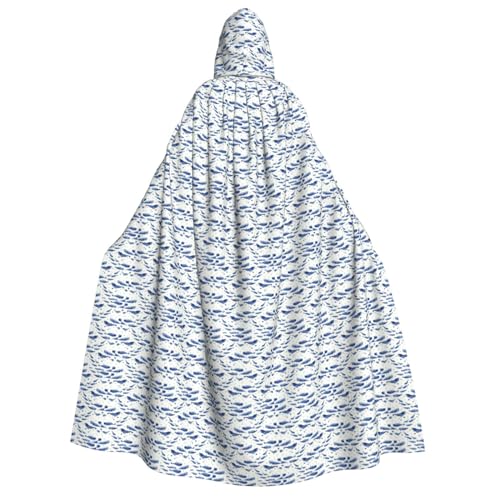 Unkhtt Kleiner blauer Wal-Umhang mit Kapuze, für Herren, Damen, Teenager, Kinder, für Karneval, Kostümpartys, Halloween, Cosplay von Unkhtt