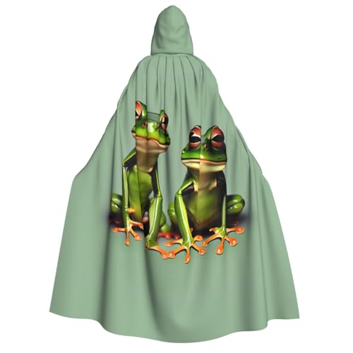 Unkhtt Lustiger grüner Frosch-Umhang mit Kapuze, für Herren, Damen, Teenager, Kinder, für Karneval, Kostümpartys, Halloween, Cosplay von Unkhtt