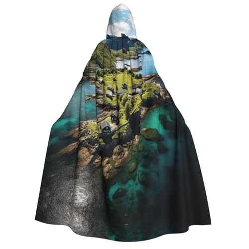 Unkhtt Norwegen-Insel-Druck, Kapuzenumhang, Herren, Damen, Teenager, Kinder, für Karneval, Kostümpartys, Halloween, Cosplay von Unkhtt