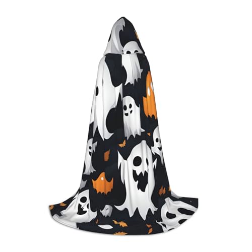Unkhtt Süßer weißer Geister-Halloween-Muster, Kapuzenumhang, Herren, Damen, Teenager, Kinder, für Karneval, Kostümpartys, Halloween, Cosplay Unkhtt Süßer weißer Geister-Halloween-Muster, Kapuzenumhang, Herren, Damen, Teenager, Kinder, für Karneval, Kostümpartys, Halloween, Cosplay von Unkhtt