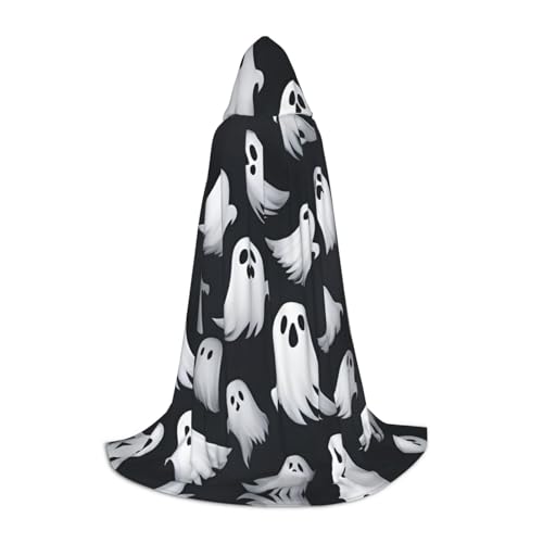 Unkhtt Süßes weißes Geister-Halloween-Muster, 1 Druck, Kapuzenumhang, Herren, Damen, Teenager, Kinder, für Karneval, Kostümpartys, Halloween, Cosplay Unkhtt Süßes weißes Geister-Halloween-Muster, 1 Druck, Kapuzenumhang, Herren, Damen, Teenager, Kinder, für Karneval, Kostümpartys, Halloween, Cosplay von Unkhtt