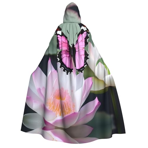 Unkhtt Umhang mit Kapuze, Motiv: rosa Schmetterling, für Herren, Damen, Teenager, Kinder, für Karneval, Kostümpartys, Halloween, Cosplay von Unkhtt