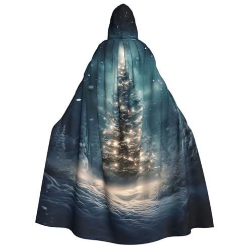 Unkhtt Umhang mit Kapuze, Weihnachtsbaum, Schnee, für Herren, Damen, Teenager, Kinder, für Karneval, Kostümpartys, Halloween, Cosplay von Unkhtt
