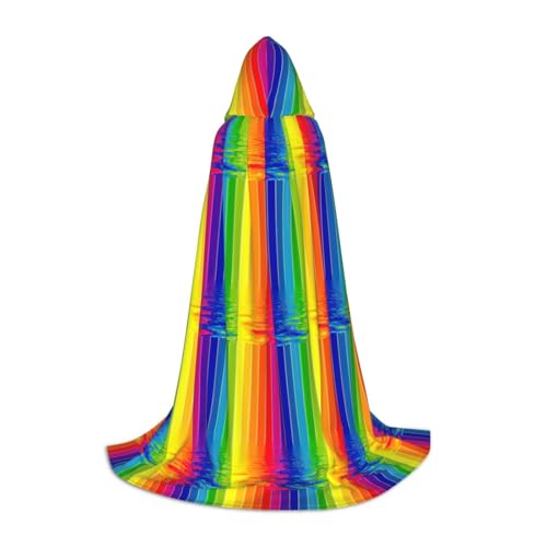 Unkhtt Umhang mit Kapuze in Regenbogenfarben, gestreift, für Herren, Damen, Teenager, Kinder, für Karneval, Kostümpartys, Halloween, Cosplay Unkhtt Umhang mit Kapuze in Regenbogenfarben, gestreift, für Herren, Damen, Teenager, Kinder, für Karneval, Kostümpartys, Halloween, Cosplay von Unkhtt