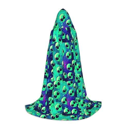 Unkhtt Umhang mit Kapuze mit grünem Alien-Druck, für Herren, Damen, Teenager, Kinder, für Karneval, Kostümpartys, Halloween, Cosplay Unkhtt Umhang mit Kapuze mit grünem Alien-Druck, für Herren, Damen, Teenager, Kinder, für Karneval, Kostümpartys, Halloween, Cosplay von Unkhtt