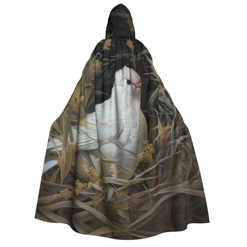 Unkhtt Umhang mit Kapuze und Gras- und Taubenaufdruck, für Herren, Damen, Teenager, Kinder, für Karneval, Kostümpartys, Halloween, Cosplay von Unkhtt