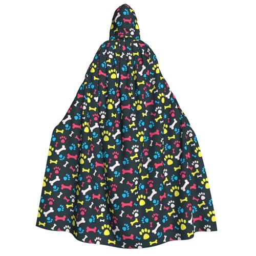 Unkhtt Umhang mit Kapuze und Pfotenabdruck in Regenbogenfarben, für Herren, Damen, Teenager, Kinder, für Karneval, Kostümpartys, Halloween, Cosplay von Unkhtt