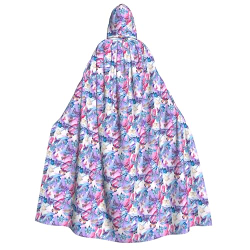 Unkhtt Umhang mit Kapuze und buntem Schmetterlings-Aufdruck, für Herren, Damen, Teenager, Kinder, für Karneval, Kostümpartys, Halloween, Cosplay von Unkhtt