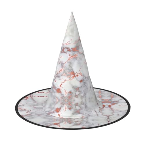 Weißer Marmor Rose Gold Druck Halloween Hexenhut Unisex für Partys Weihnachten Partys Karneval und Cosplay von Unkhtt