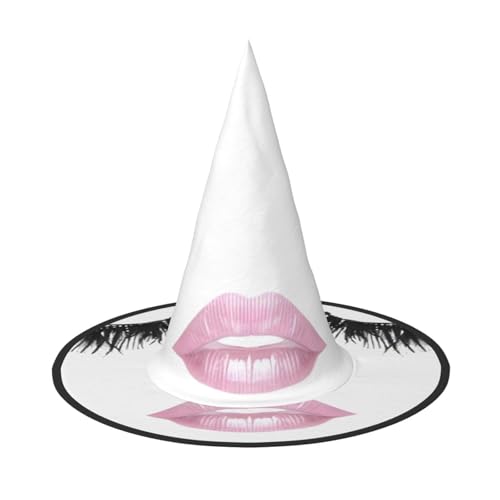 Wimper Lippe Weiß Druck Halloween Hexenhut Unisex für Partys Weihnachten Partys Karneval und Cosplay von Unkhtt