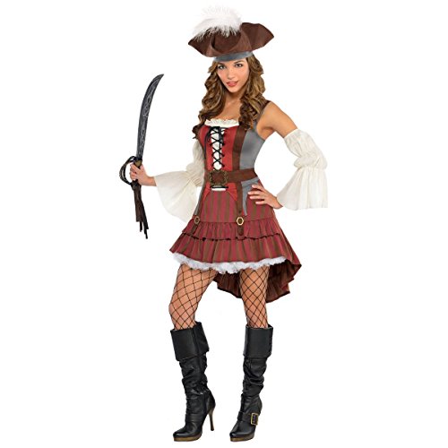 amscan 844597-55 - Piratenkostüm Lady mit Hut und Ärmeln, Größe 38-40-12-1 PC von amscan