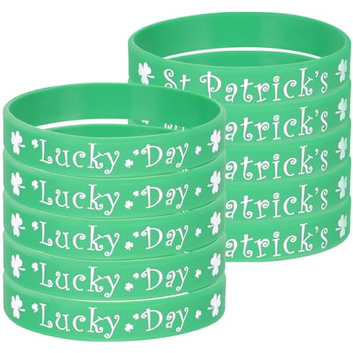 Unomor 10Stk. Patrick's Day-Armbänder Kleeblatt-Silikonarmbänder Glücksarmbänder St. Irische Gastgeschenke Zum Patrick's Day von Unomor