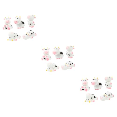 15 Stk Mini-Kuh-Zubehör Handdekor kleine Tierfiguren Weihnachtsschmuck Tierspielzeug Mini-Kühe Mikro-Landschaftsdekoration Karikatur die Kuh Schlüsselanhänger Statue schmücken Harz von Unomor