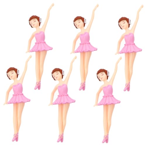 Unomor 6 Stk Ballerina-mädchen Tanzende M?dchen Figur Cupcake-dekoration Tanzendes Mädchen Puppen Für Mädchen Ballett-dessert-topper Cupcakes Weiß Plastik Pappbecher Spielzeugset von Unomor