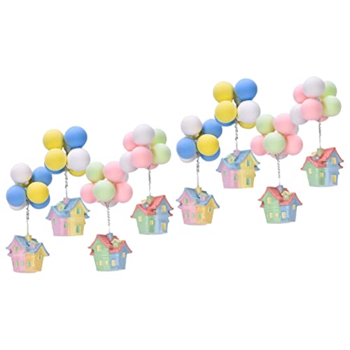 Unomor 8 Ballon fliegendes Ornament Spielzeughaus mit Ballon Ballon-Cupcake-Topper Weihnachtsdekoration bürodeko Auto Ballons Miniaturhaus Landschaftsbau-Bausatz Blumentopf- von Unomor