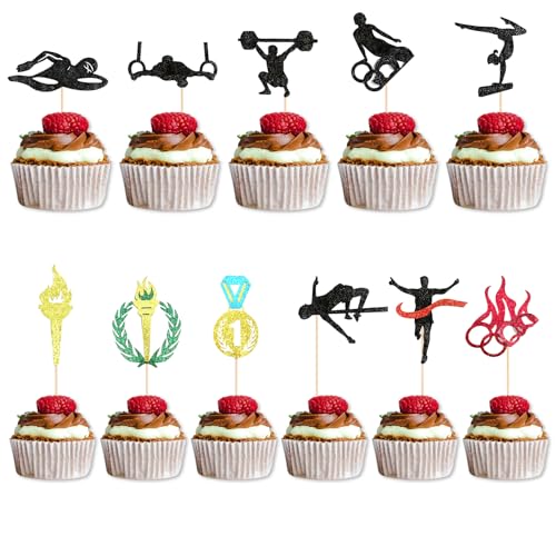 24 Stück Cake Topper, Dekoration für Kuchen, Geburtstag, Zahnstocher, Dekoration von Torten zum Thema Sport, Cupcake Topper für die Party 24 Stück Cake Topper, Dekoration für Kuchen, Geburtstag, Zahnstocher, Dekoration von Torten zum Thema Sport, Cupcake Topper für die Party von UoQo