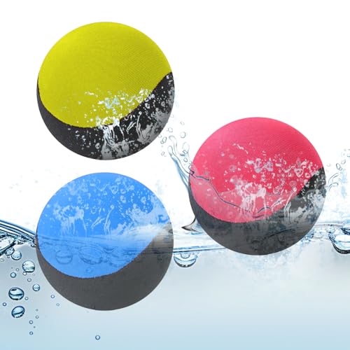 Uoimky 3 Stück Wasserball Flummi Springender Ball auf Wasser wiederverwendbar Wasserhüpfball Schnelltrocknender Lycra-Bezug Ball für Hand Stressabbau strandball für Jugendliche und Erwachsene von Uoimky
