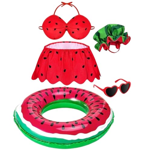 Hawaiianisches -Tier-Outfit, Statue-Bikini-Set, 20 x 15 x 5 cm, Hut-Brillen-Zubehör, elastisches Rasendekor, festliches Gartenkostüm, perfekt für Auffahrt, Hinterhof, Balkon, Outdoor von Uonguon