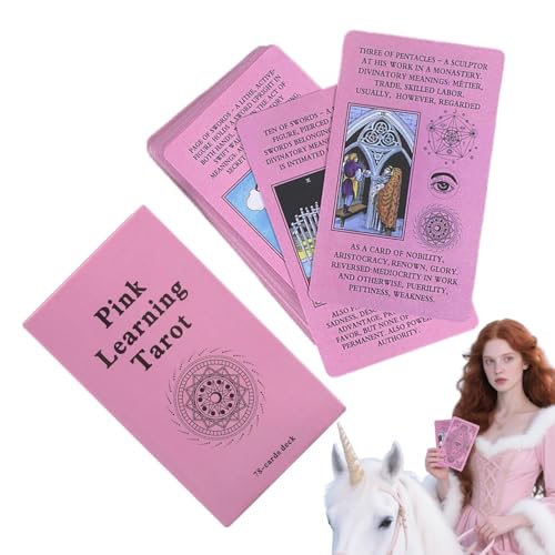 Learning Tarot Cards, Pink Oracle Deck, Lightweight Divination Game with Symbol Prompts and Guide, Easy to Understand Spiritual Cards, Intuition Training for Adults Friends Family von Uonguon