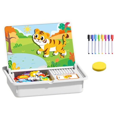 Magnetic Puzzle Game, Preschool Educational Activity, 12.61x9.85x3.15 Inches Double Sided Matching Toy, Magnetic Face Dress Up Set, Ideal for Kindergarten, Nursery, School, Vacation von Uonguon