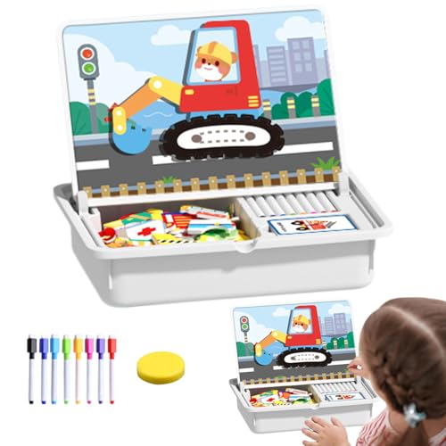 Magnetic Puzzle Game, Preschool Educational Activity, 12.61x9.85x3.15 Inches Double Sided Matching Toy, Magnetic Face Dress Up Set, Ideal for Kindergarten, Nursery, School, Vacation von Uonguon