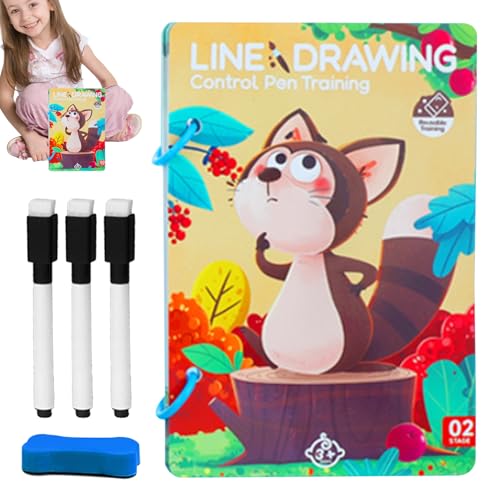 Training Cards Pen Control, Reusable Early Education Pen Controls Game, 8.27x4.92x1.18 Inches Handwriting Practice Accessories, Fun Interactive Tool for Boys, Girls, Kids, Students von Uonguon