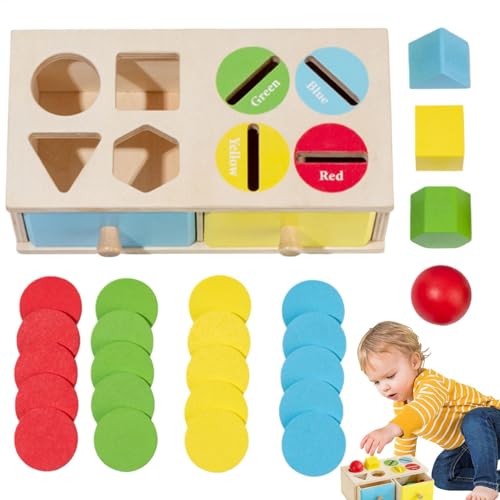 Uonguon Color Shape Sorting Toy, Learning and Matching Box, Toddler Color Educational Toy, 8.86x4.72x3.27 Inches, for 3 Years Old and Over, Sturdy Wooden Material Uonguon Color Shape Sorting Toy, Learning and Matching Box, Toddler Color Educational Toy, 8.86x4.72x3.27 Inches, for 3 Years Old and Over, Sturdy Wooden Material von Uonguon