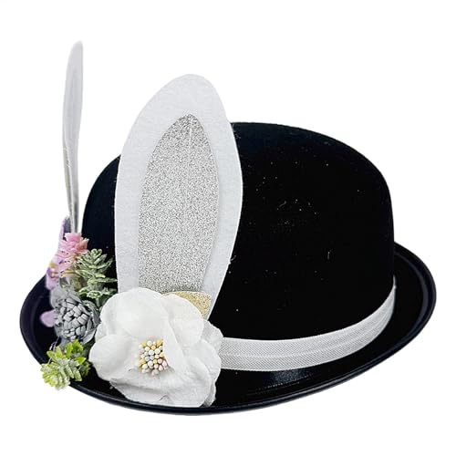 Uonguon Easter Bunny Hat, Cute Bunny Bowler Beanie Hat with Flowers, Stylish Role Play Accessories, Soft Comfortable Party Headdress, 8.66x10.24x3.54 Inches, For Women Men Carnival Events Uonguon Easter Bunny Hat, Cute Bunny Bowler Beanie Hat with Flowers, Stylish Role Play Accessories, Soft Comfortable Party Headdress, 8.66x10.24x3.54 Inches, For Women Men Carnival Events von Uonguon