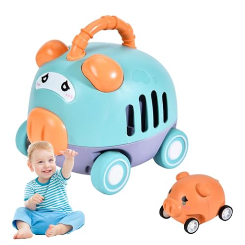 Uonguon Press and Go Car, Pressing Sliding Friction Vehicle, Animal Race Vehicle, Fine Motor Skills, Fun, Interactive Toy for Kids, Sturdy Construction, 4.33x4.33x3.54 Inches von Uonguon