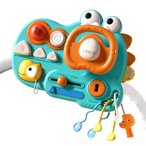 Uonguon Pretend Steering Wheel, Dinosaur Sensory Activity Board, Interactive Kids Exploring Toy, Early Education Learning Tool, 8.07x6.1x2.28in, Ideal for Home, Kindergarten, Red/Green von Uonguon