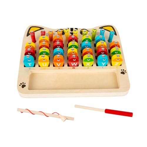 Uonguon Wooden Magnetic Fishing Game, Fine Motor Skill Toy, Creative Alphabet and Number Fish Catching Game, Enhances Counting and Early Learning, Fun Educational Activity for Kids von Uonguon