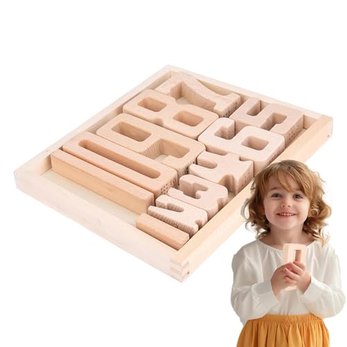 Uonguon Wooden Number Building Blocks, Math Manipulatives Home, KidsNumber Stacking Toys, Digital Learning Blocks, Preschool Activities for 1 3 Years Old,11.22x9.25x1 inches von Uonguon