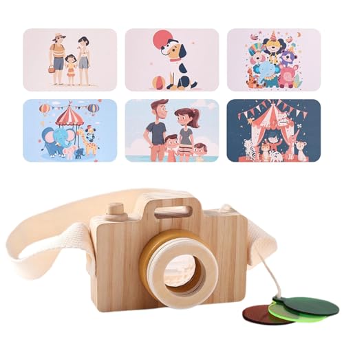 Uonguon Wooden Pretend Camera Toy, Portable Camera with Wrist Strap, Fun Pretend Toys for Kids, Perfect for Birthday, Ideal for Creative Imaginary 4.33x3.15x2.95 Inches von Uonguon