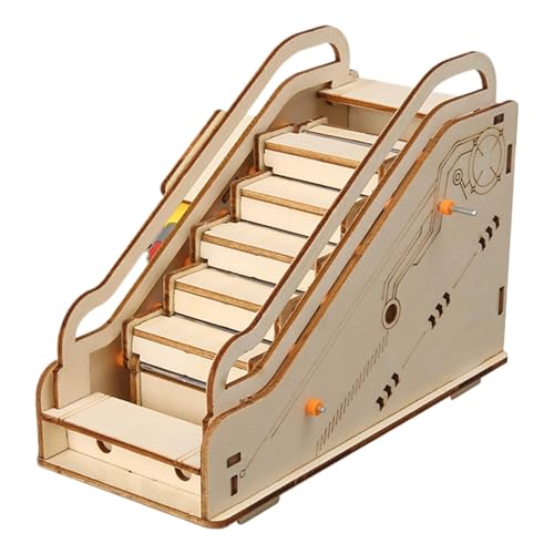 Wooden Escalator Model, Sturdy Puzzle Handcraft Toy, Wooden Construction Set, Handmade Smooth Mechanical Model for Teens, Boys and Girls,6.42x3.54x4.69 inches von Uonguon