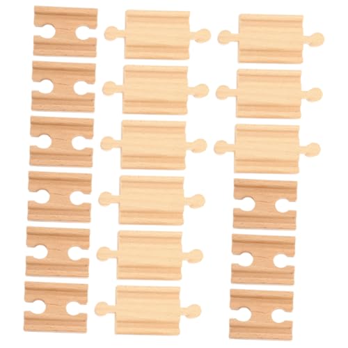 18Stücke Teiliges Holzschienen Zubehörset für Holzeisenbahnen für Fördert Kreativität Logisches und Feinmotorik Robuste und Glatte Holzoberfläche Leicht zu Reinigen von Uonlytech