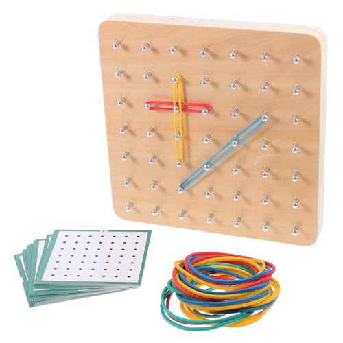 Uonlytech 1 Satz Geoboard für frühes Lernen Grundschule Mathematik Nagelplatte mathematisches Lernspielzeug Planke Geobrett mathematisches Geoboard Steckbrett Holz Weiß von Uonlytech