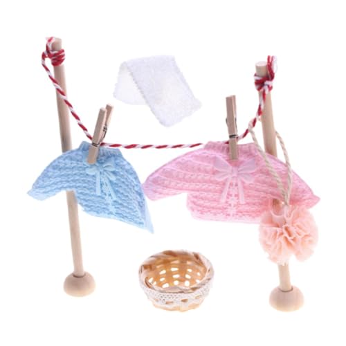 Uonlytech 1 Satz Kleiderstange Puppenhaus Kleiderständer Wäschezubehör für Puppenstuben -Wäscheständer Dollhouse Trockenstange Miniatur-Wäscheständer Mini-Wäscheständer Holz von Uonlytech
