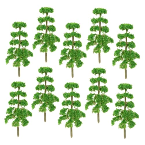 Uonlytech 10 Stück Mini-modellbaum Miniatur Kleine Bäume Zur Dekoration Diorama-Baum Weihnachtliche Mikrolandschaften Simulieren Gefälscht DREI Laub Fallen Modelleisenbahnbäume Plastik Green von Uonlytech
