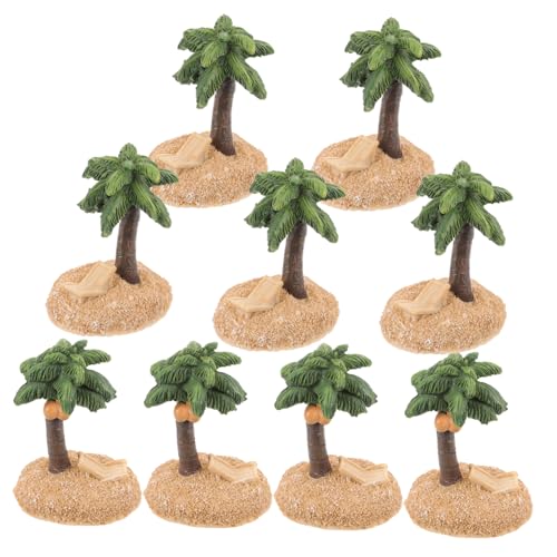 Uonlytech 10 Stück Teiliges Micro Landscape mit Lebensechten Resin Kokosnussbaum Miniaturen DIY Strand Sandkasten Dekoration für Sommerszenerien Leicht Langlebig und Detailreich von Uonlytech