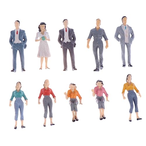 Uonlytech 10 Stück vorbildlicher Mann miniaturfiguren miniaturen Figuren dekofiguren Zugmodellbau Menschen Figur Menschen mit gemischtem Modell Zug-Layout-Modelle bemalte Figuren Plastik. von Uonlytech