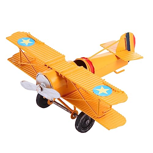 Uonlytech 1Stück Retro Flugzeugmodell Flugzeug für Schreibtisch Wohnzimmer Flugzeug für Sammler Geschenkidee Vintage Stil Gelbes Design von Uonlytech