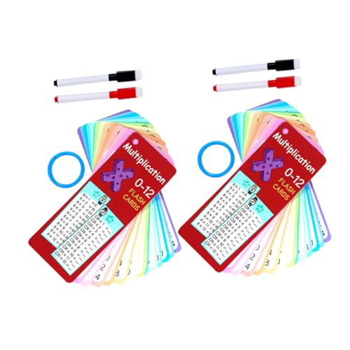 Uonlytech 2 Sätze Multiplikation Lernkarten Abwischbar mit Ringen und Stiften Wiederverwendbare Mathematik Lernspielzeuge für Interaktive Multiplikationstabellen Karten für Schule und von Uonlytech