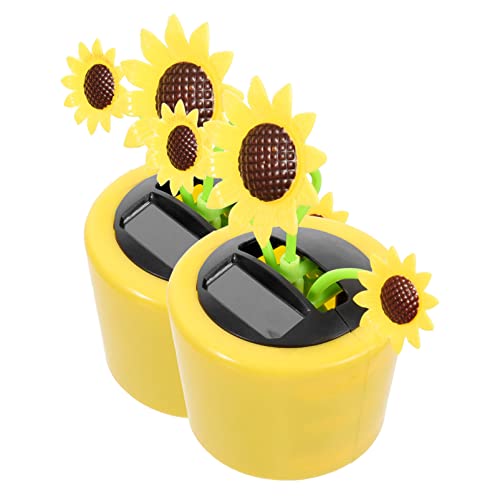 Uonlytech 2st Autoschmuck Sonnenblumen-Ornament Tanzende Blumen Solarbetriebene Tanzende Sonnenblume Tanzende Sonnenblumen Solar-armaturenbrettdekorationen Automatisch Schaukel Auto Abs von Uonlytech