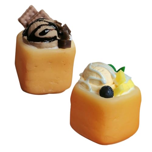 Uonlytech 2 Stücke Miniatur Dessert Mini Eiscreme und Toast Figuren für Puppenhaus Küche Langlebig Farbenfroh Realistische DIY Dekoration für Spielküche und Mikro Landschaft von Uonlytech