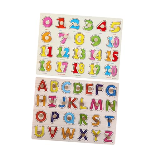 Uonlytech 2Er Set Vorschulspielzeug Puzzles Babyspielzeug Babypuzzle Große Zahlenspielzeug Formpuzzle Buchstabenpuzzle Alphabet Lernspielzeug Alphabetpuzzle Kleinkindzahlenpuzzle von Uonlytech
